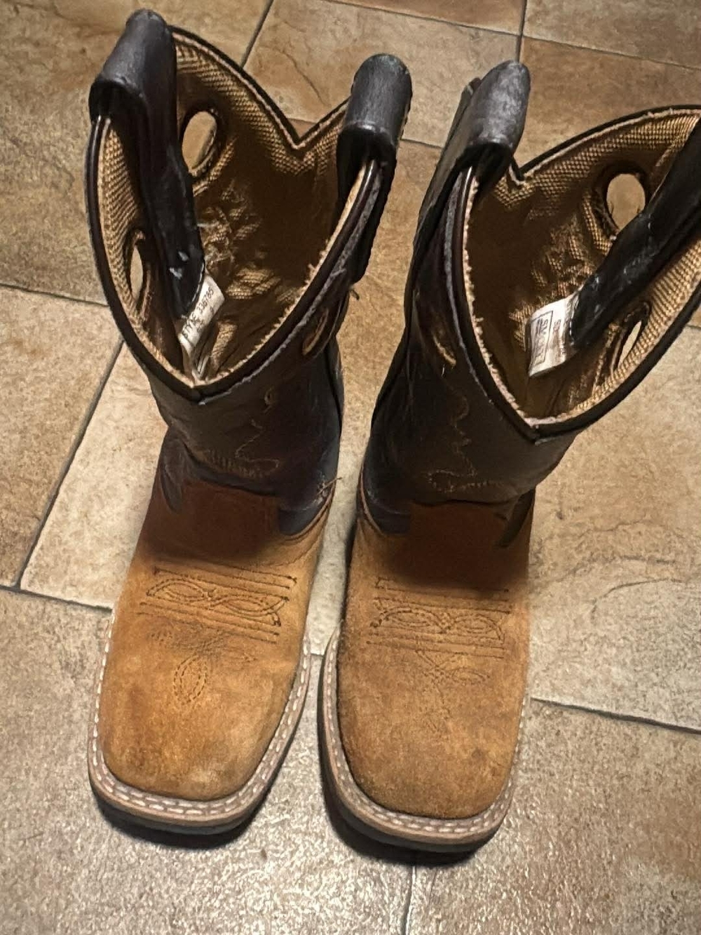 Kids Brown and Dark Brown Western Cowboy Boots
